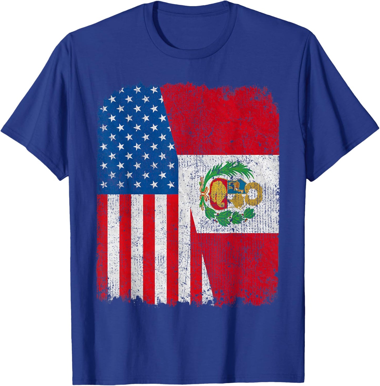 Peruvian American Flag Half USA Peru Root Proud T-Shirt - T-Shirt | Royal