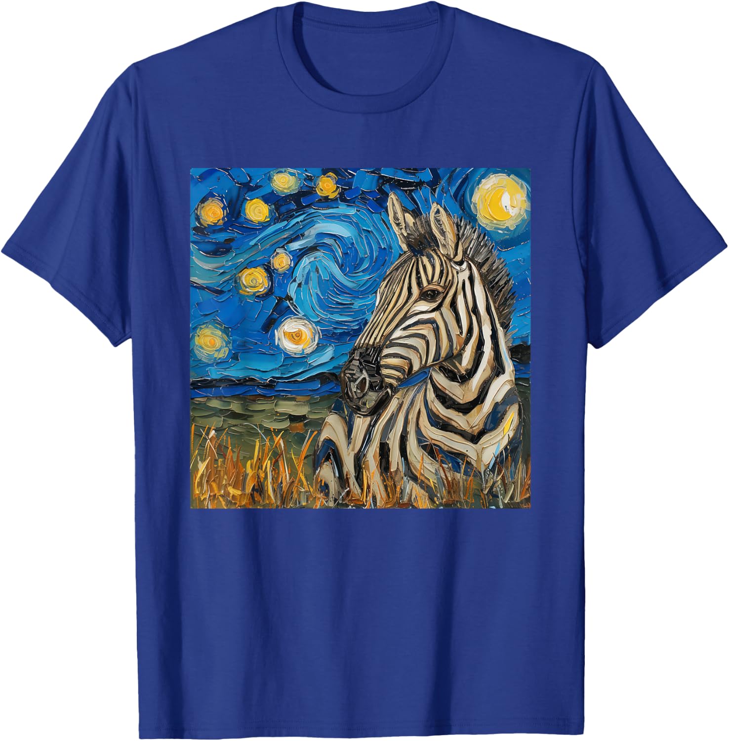 Zebra Van Gogh Style Starry Night T-Shirt - T-Shirt | Royal