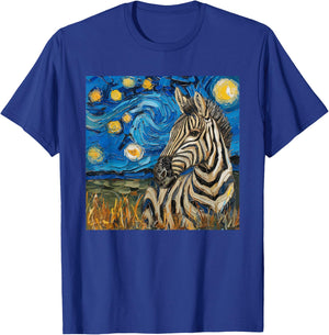 Zebra Van Gogh Style Starry Night T-Shirt - T-Shirt | Royal