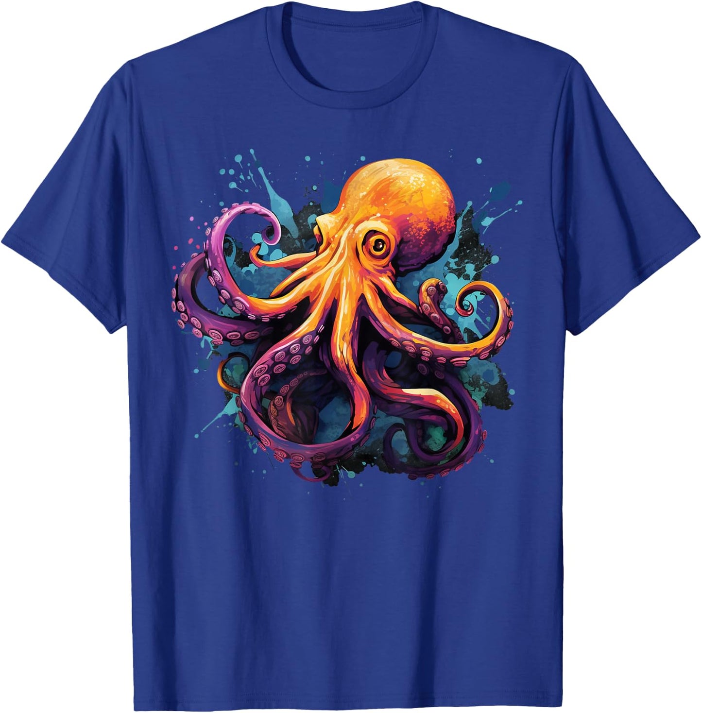 Cool Octopus on Colourful Painted Octopus , black T-Shirt - T-Shirt | Royal