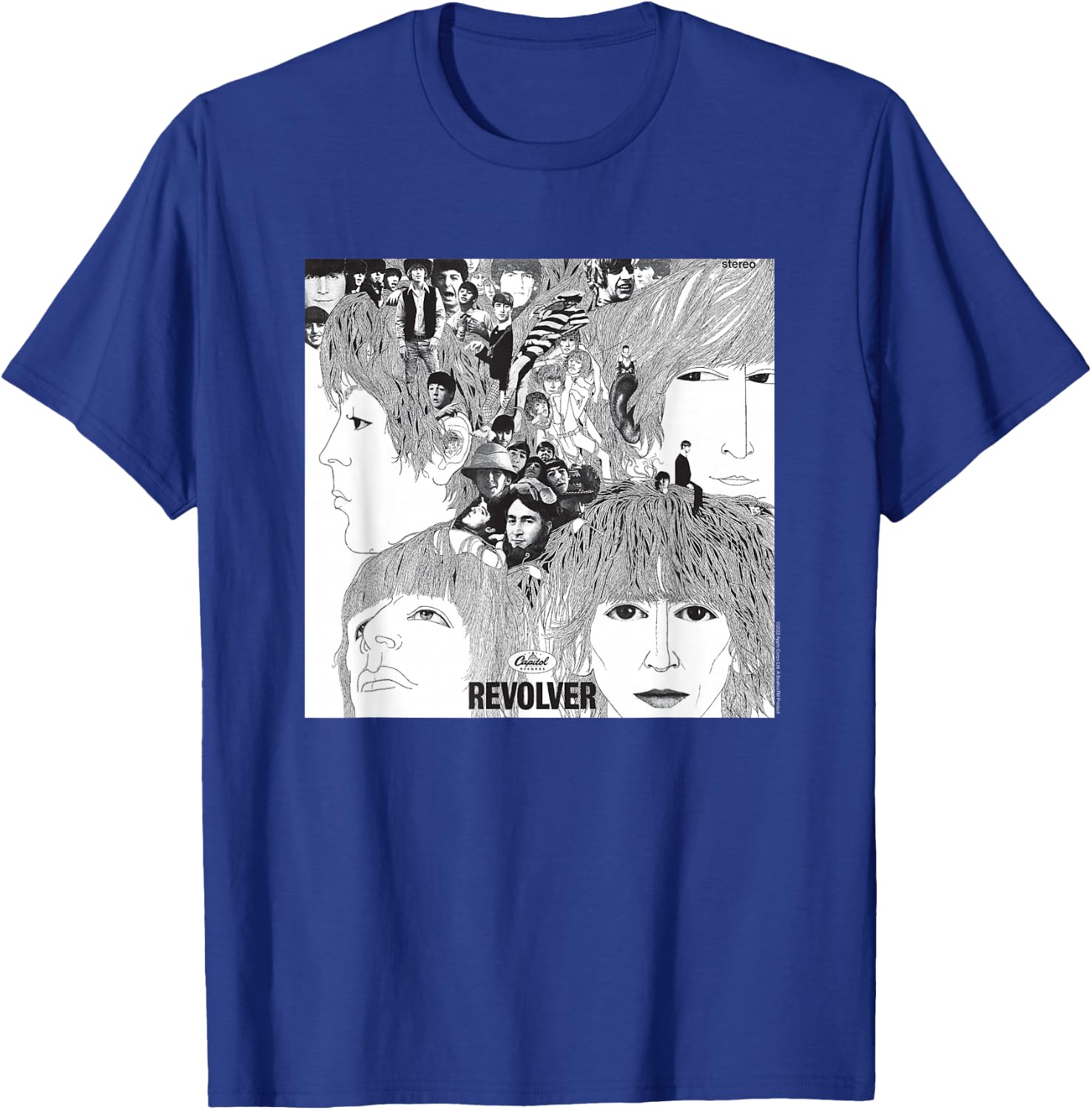 The Beatles - Revolver Albumcover Schwarz Erwachsene Small Retro Halbarm Crew-Ausschnitt Klassisch Musik Beatles Fans, Musikliebhaber, Alle Altersgruppen T-Shirt - T-Shirt | Royal