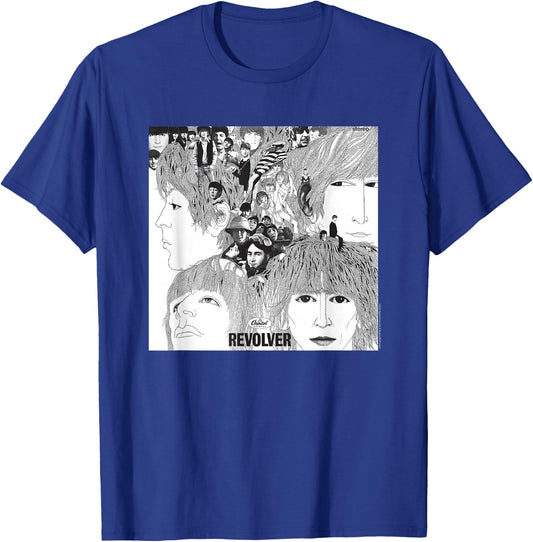 The Beatles - Revolver Albumcover Schwarz Erwachsene Small Retro Halbarm Crew-Ausschnitt Klassisch Musik Beatles Fans, Musikliebhaber, Alle Altersgruppen T-Shirt - T-Shirt | Royal