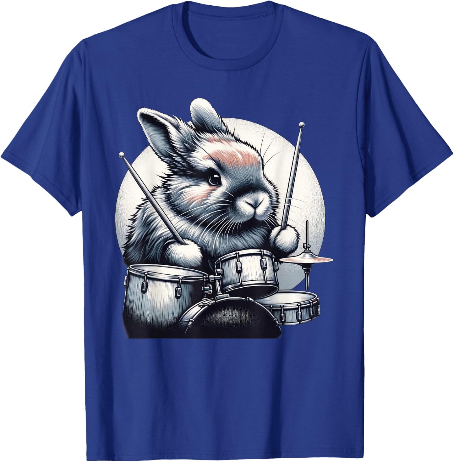 Cute Rabbit Bunny Playing Drums Rabbits Drummer Music T-Shirt - T-Shirt | Royal