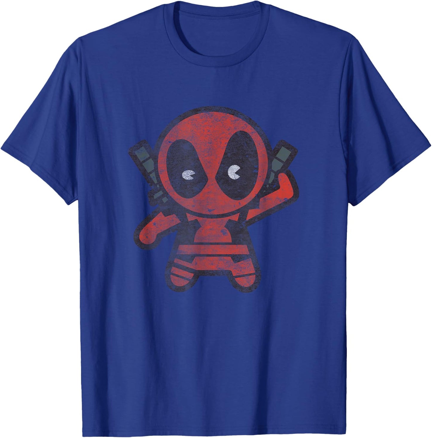 Marvel Kawaii Chibi Deadpool Sassy Portrait Distressed V2 T-Shirt - T-Shirt | Royal