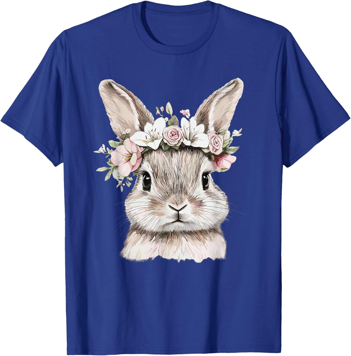 Cute Bunny with Floral Crown Illustration T-Shirt - T-Shirt | Royal