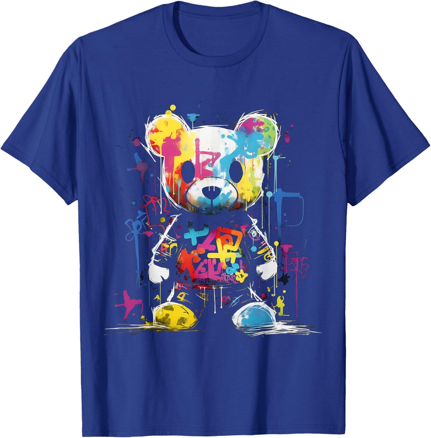 Bear Colourful Animal Graphic Bear , black T-Shirt - T-Shirt | Royal