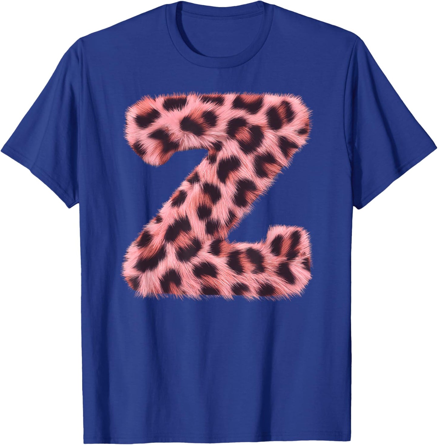 Letter Z Cheetah Leopard Print Pink Initial Zebra Matching T-Shirt - T-Shirt | Royal