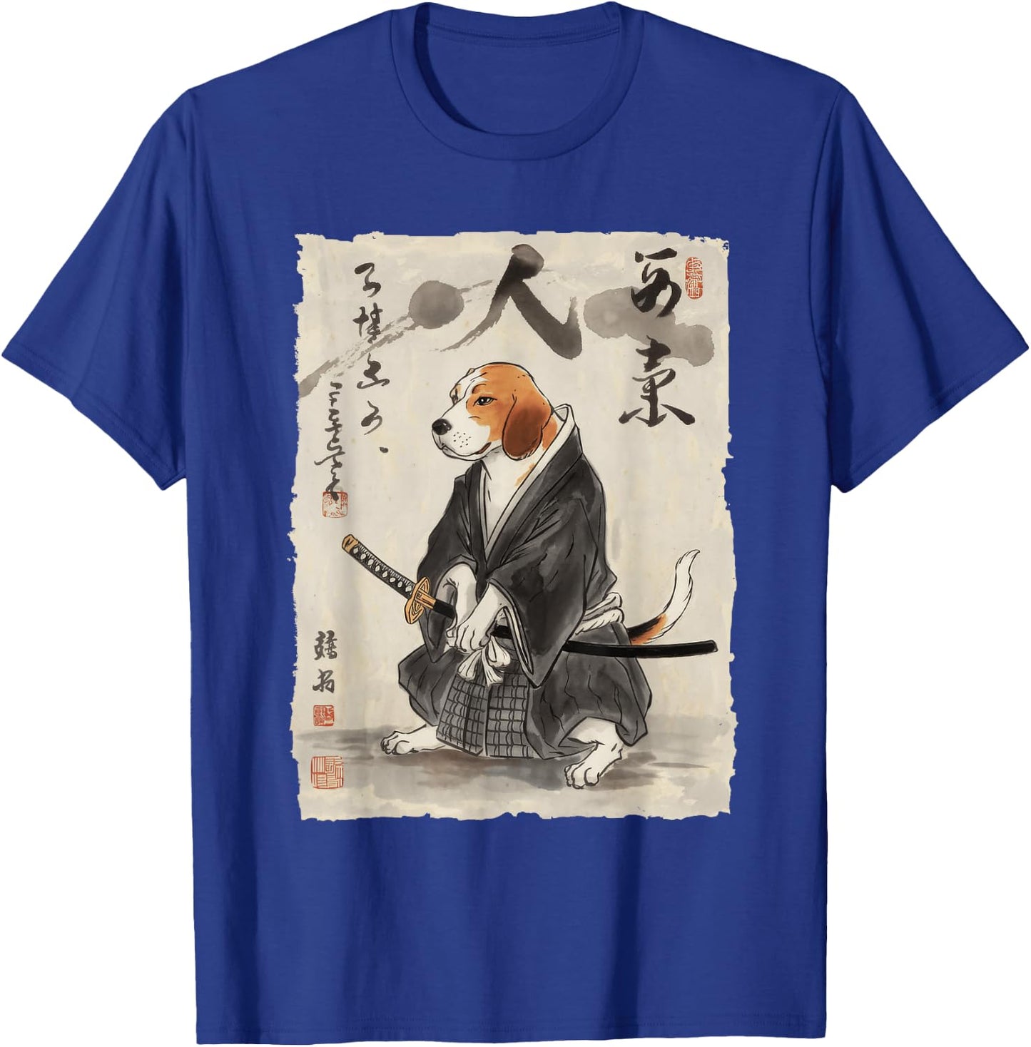 Samurai Beagle Art Japanese Warrior Women Kids T-Shirt - T-Shirt | Royal