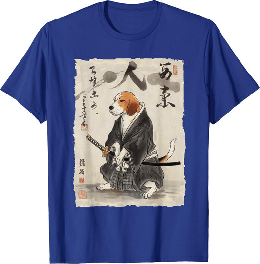 Samurai Beagle Art Japanese Warrior Women Kids T-Shirt - T-Shirt | Royal