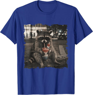 Patriotic Raccoon Drinking Iced Slushie 4th of July America T-Shirt - T-Shirt | Royal