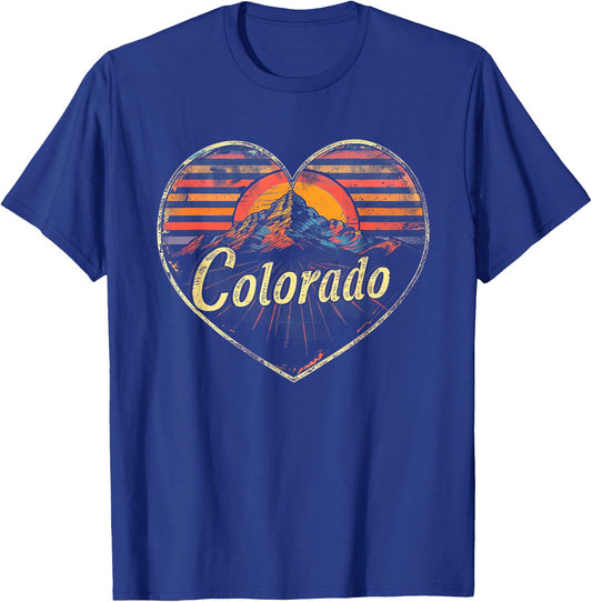 Colorado - Love Heart Vintage Women Kids Retro Graphic Cool T-Shirt - T-Shirt | Royal