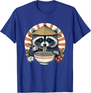 Raccoon Ramen Kawaii Neko Japanese Noodles Aesthetic , black T-Shirt - T-Shirt | Royal
