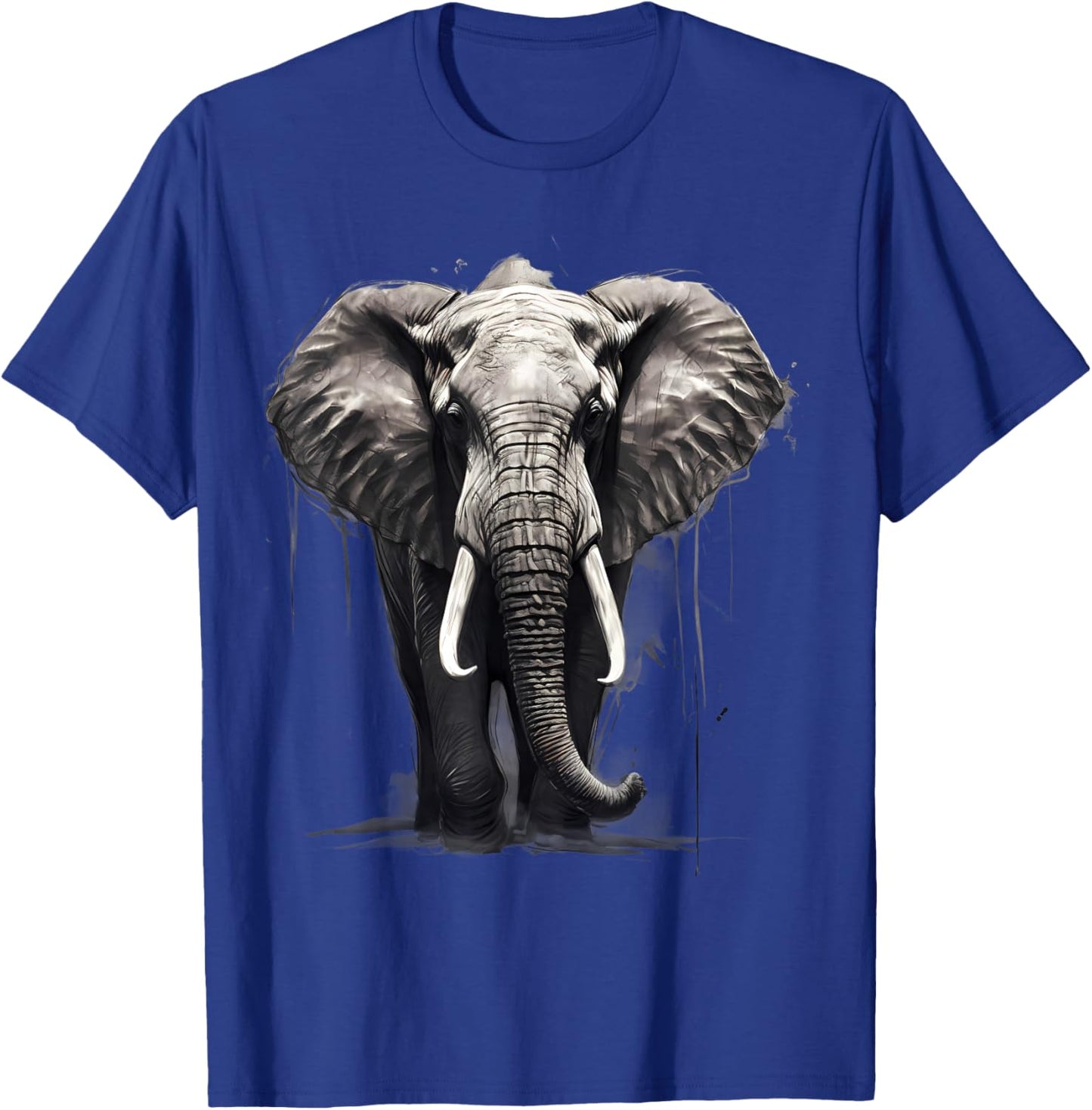Elephant Safari Animal Print Motif Drawing Artwork Wildlife T-Shirt - T-Shirt | Royal