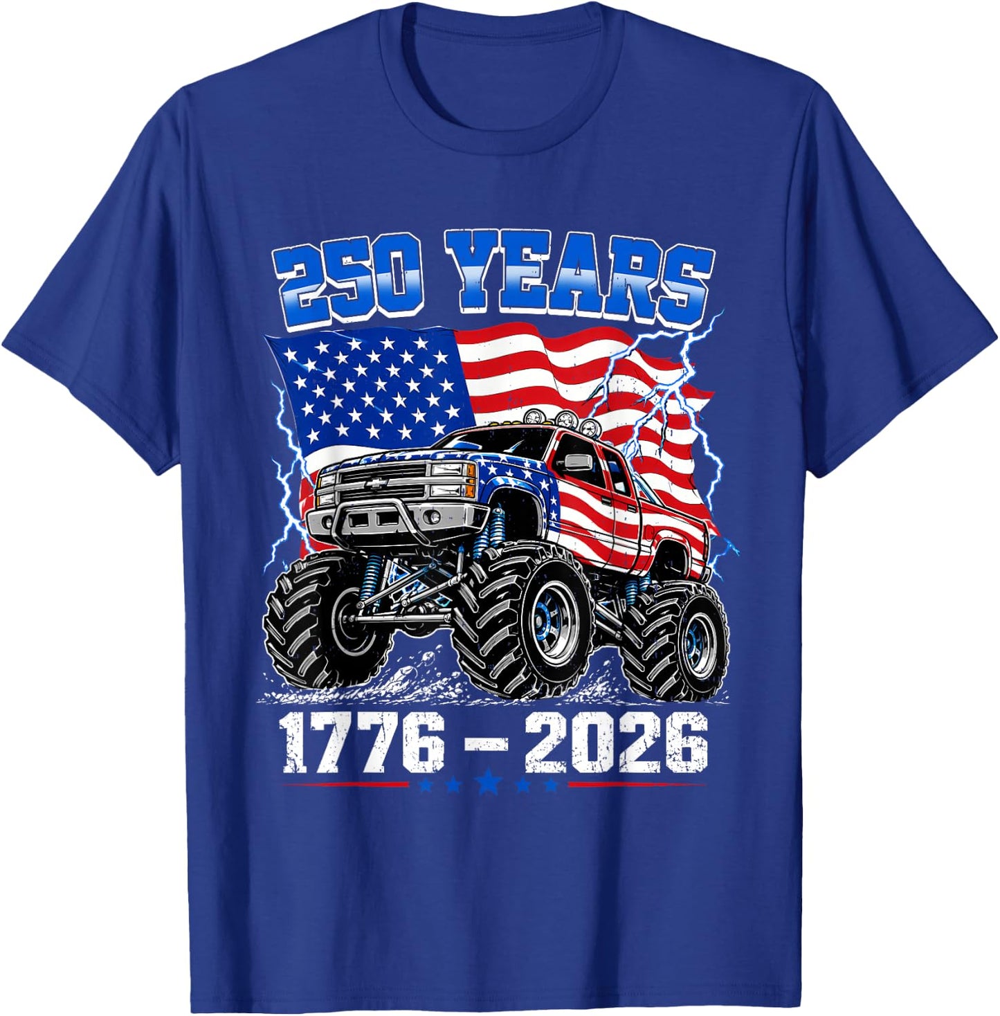America 250th Patriotic USA Monster Truck 4th of July Kids T-Shirt - T-Shirt | Royal