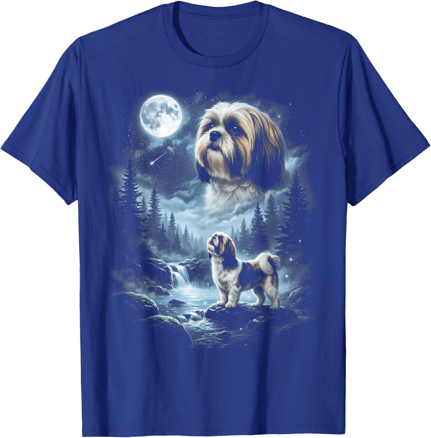 Shih Tzu Howling to the Moon Retro 90's Dog T-Shirt - T-Shirt | Royal