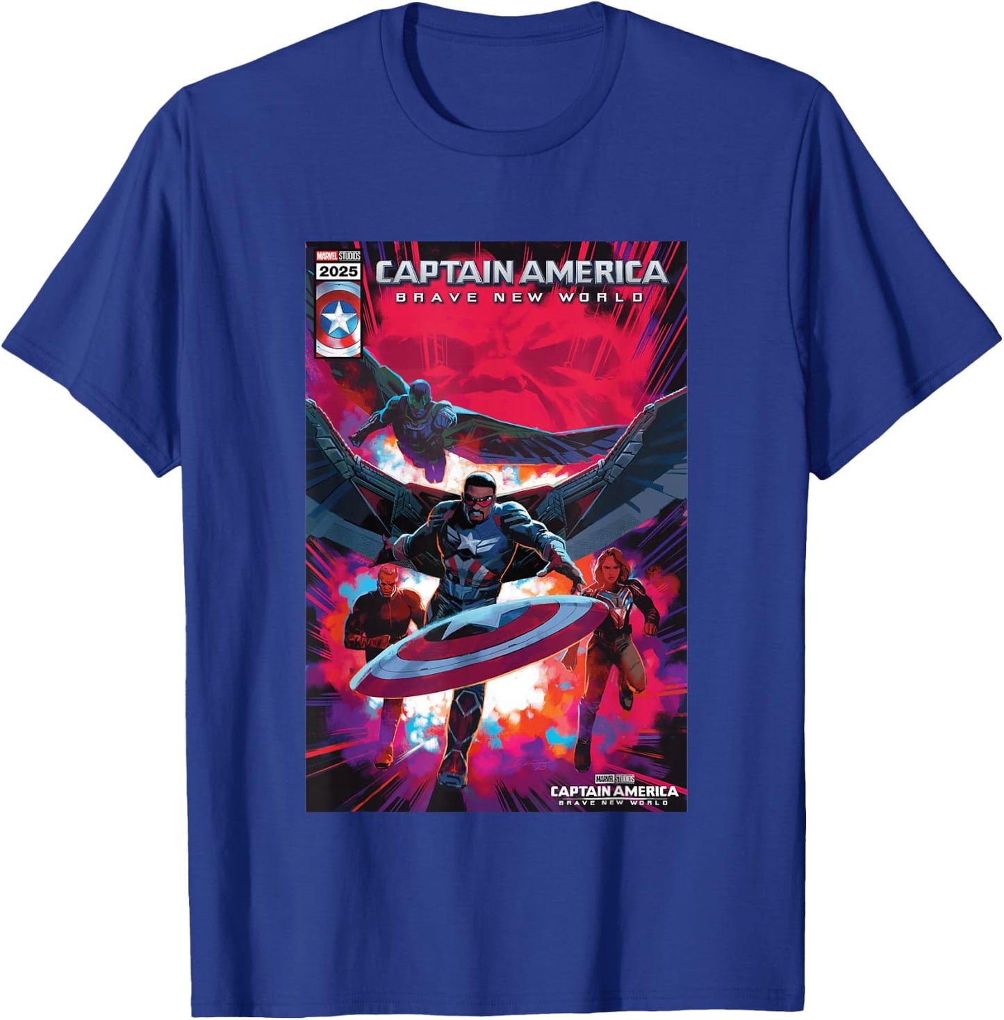 Marvel Captain America: Brave New World Epic Teamup Poster T-Shirt - T-Shirt | Royal