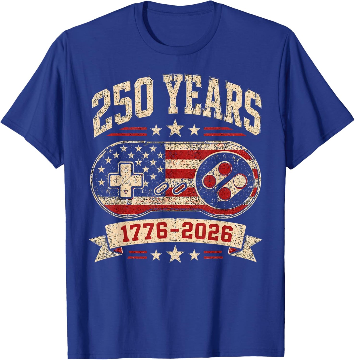 250th American Anniversary Retro Video Game 1776-2026 T-Shirt - T-Shirt | Royal