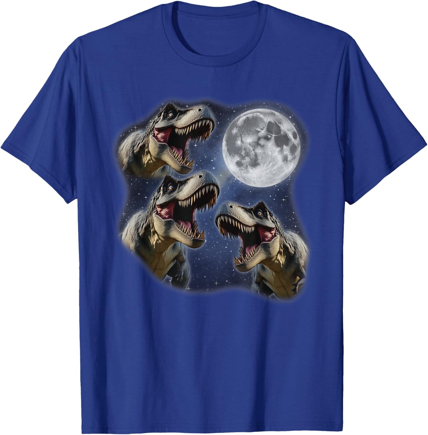 Three T-Rex Moon 3 Howling At Moon Funny Weird Cursed T-Shirt - T-Shirt | Royal