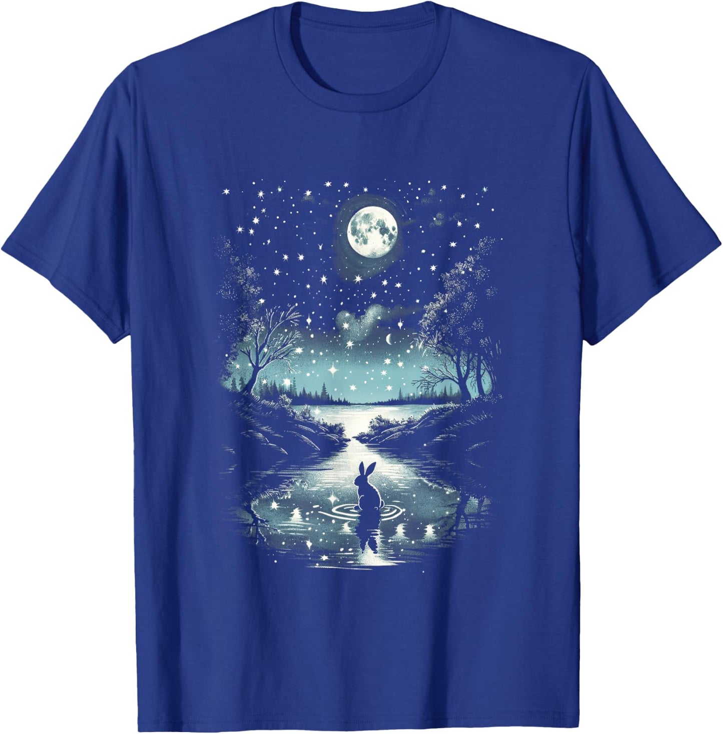 Serene Moonlit Bunny Moon Rabbit Night Sky T-Shirt - T-Shirt | Royal