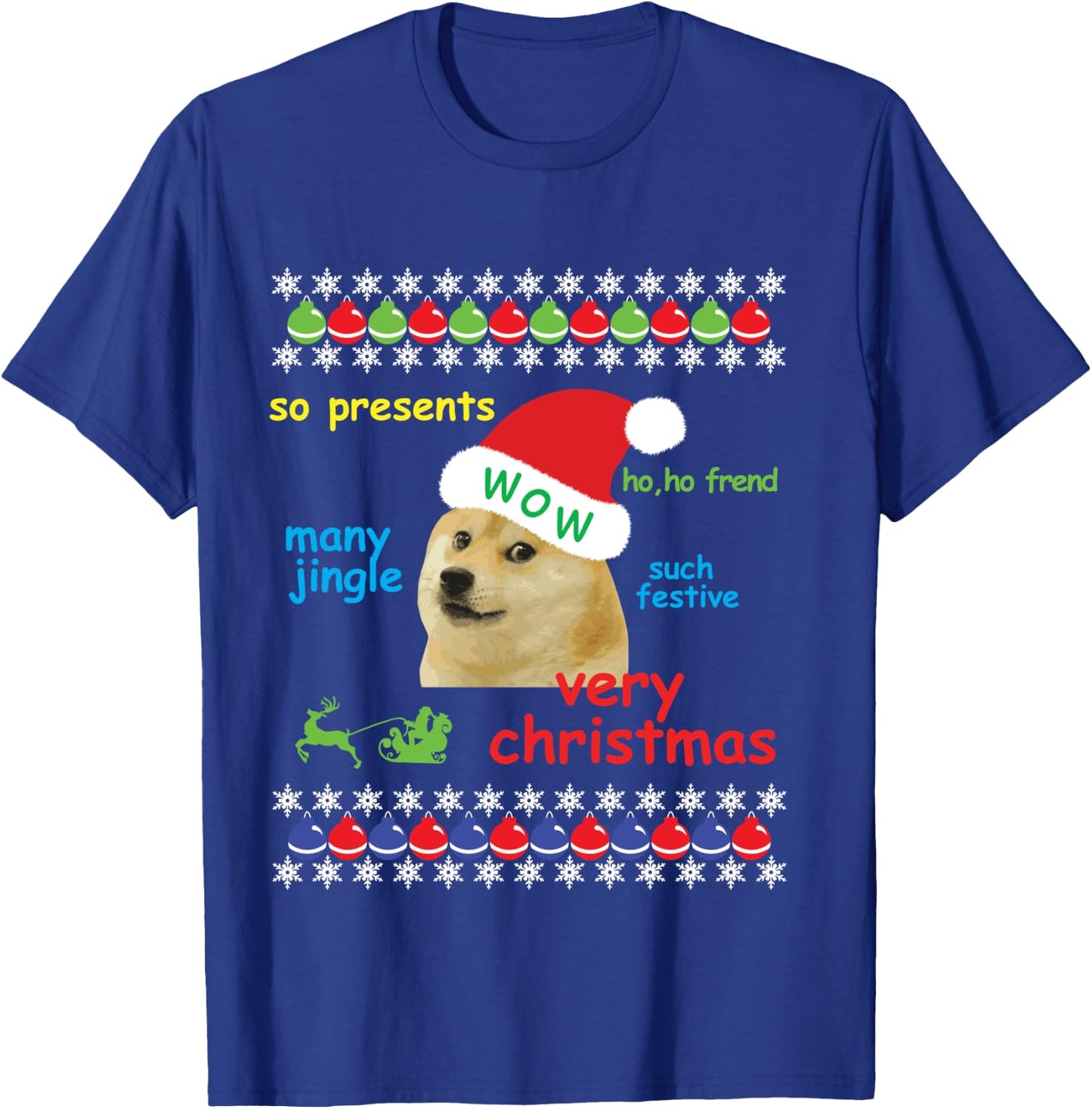 Ugly Sweater Christmas Doge Meme Shirt | Santa Shiba Inu Dog T-Shirt - T-Shirt | Royal