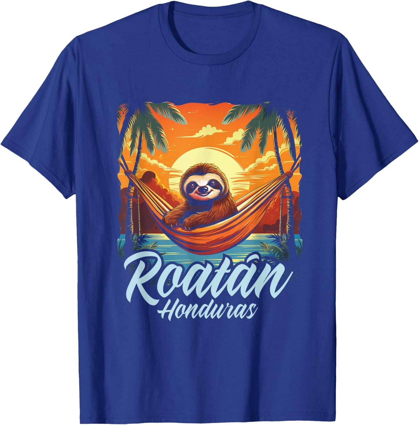 Roatan Sloth, Roatan Honduras Sloth Relaxing, Roatan T-Shirt - T-Shirt | Royal