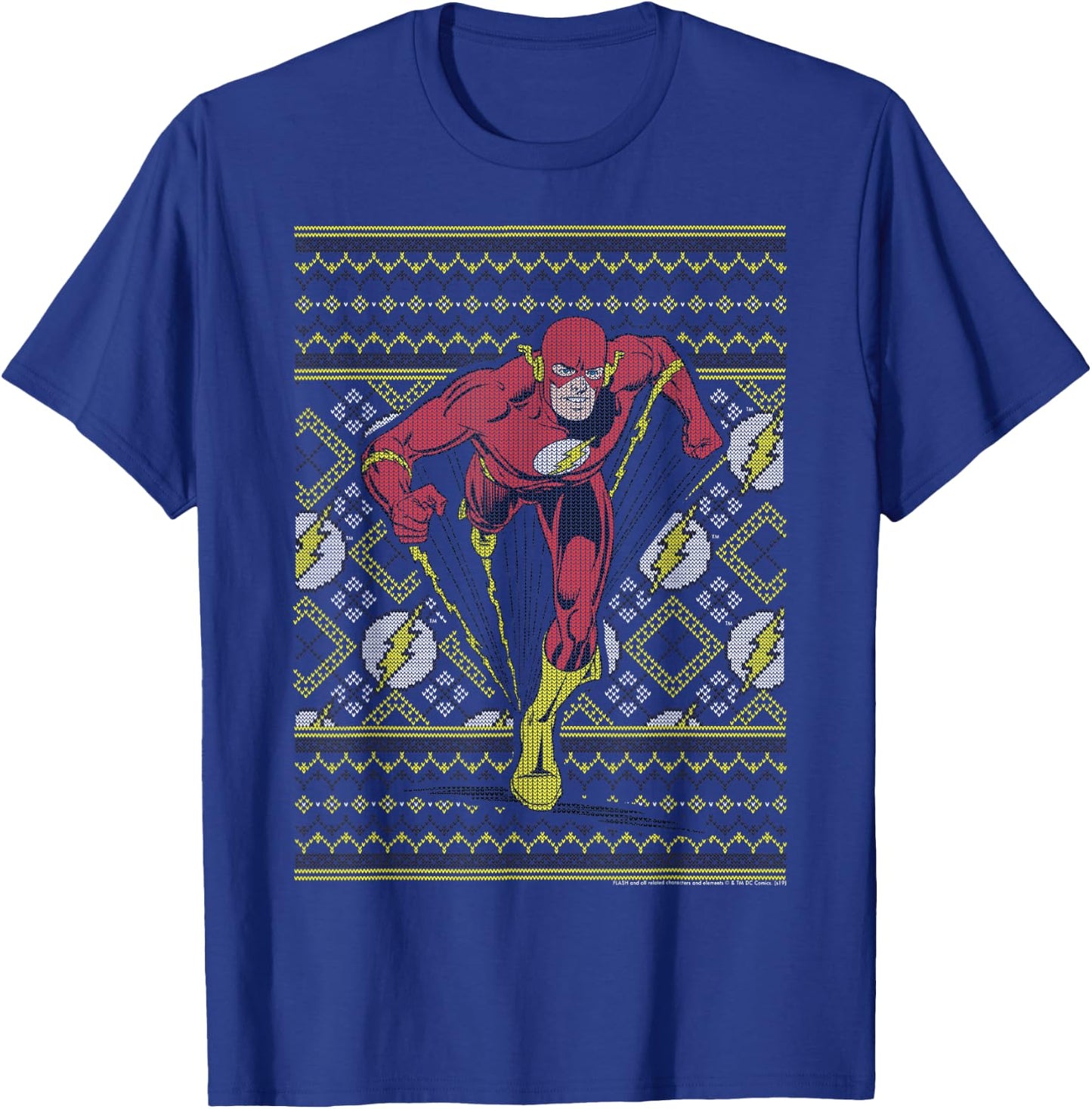 DC Comics The Flash Action Pose Christmas Sweater Style T-Shirt - T-Shirt | Royal
