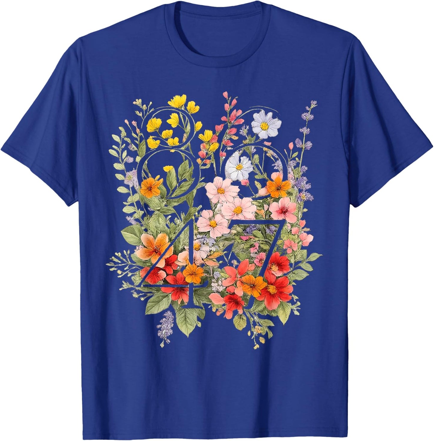 Retro Vintage 86 47 Flower T-Shirt - T-Shirt | Royal