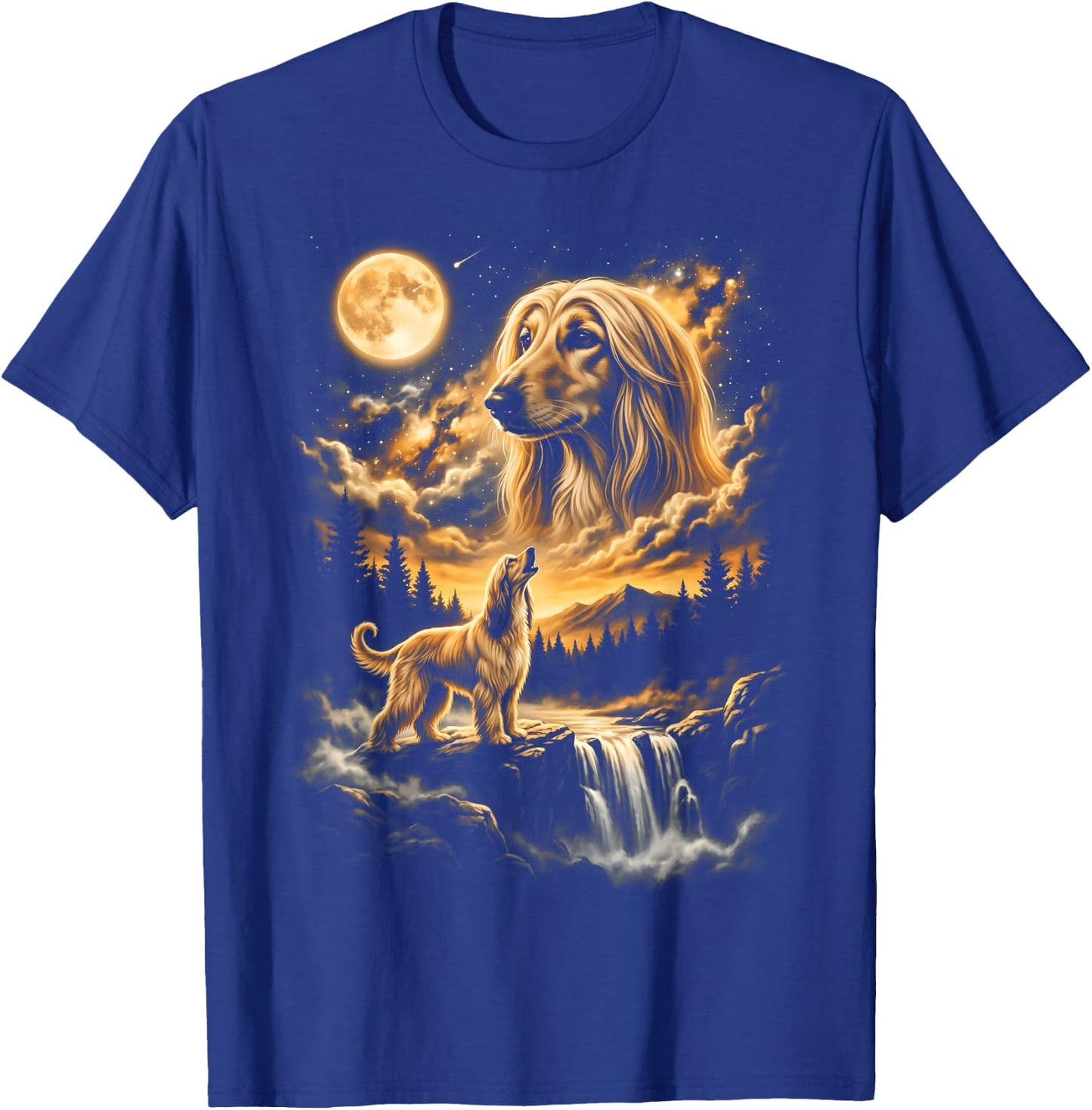 Afghan Hound Howling to The Moon T-Shirt - T-Shirt | Royal