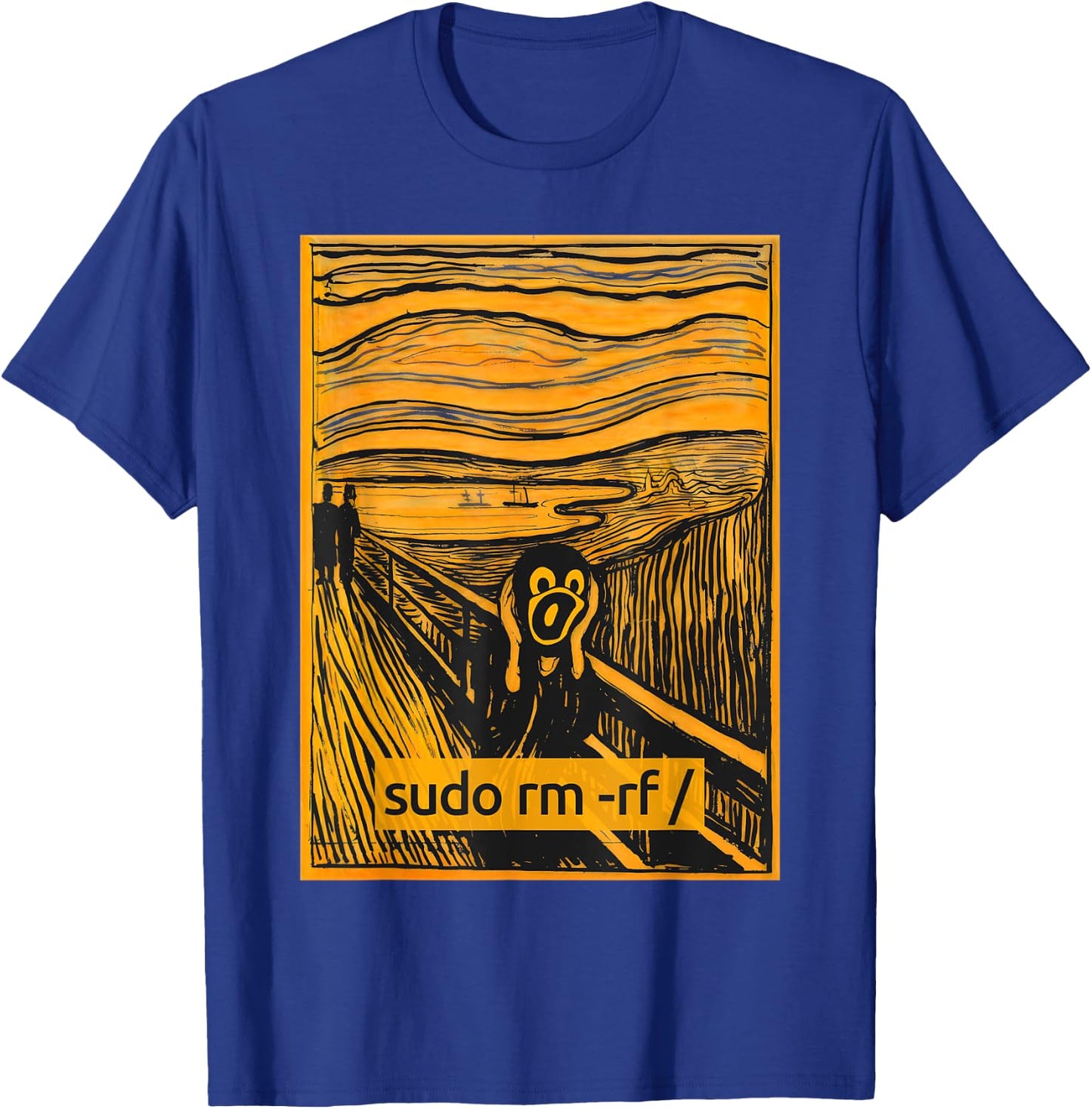 The Scream of Linux - Linux Scream Tux Opensource Tech Humor T-Shirt - T-Shirt | Royal