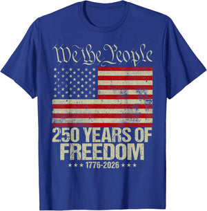 Drapeau américain Vieilli 250e Anniversaire T-Shirt - T-Shirt | Royal