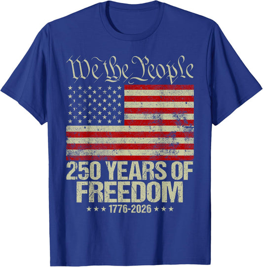Drapeau américain Vieilli 250e Anniversaire T-Shirt - T-Shirt | Royal