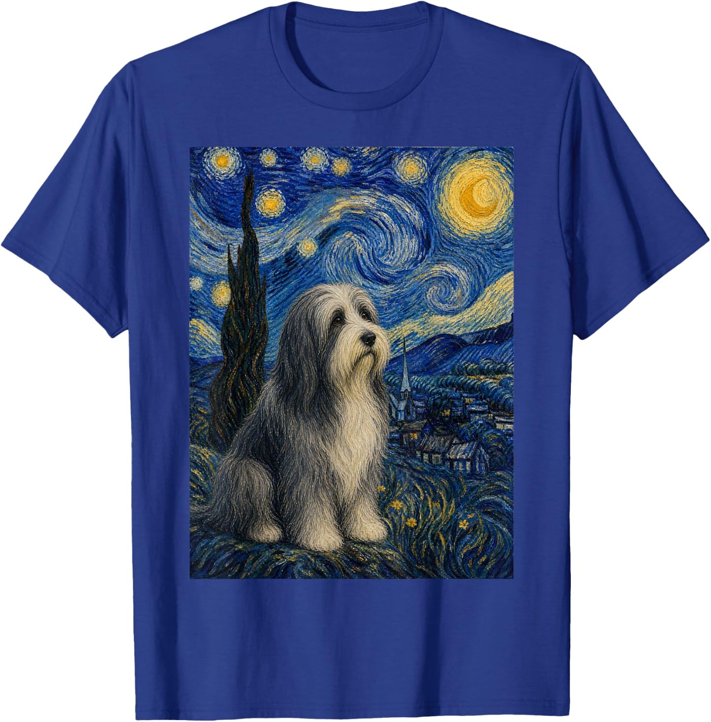 Bearded Collie Dog Van Gogh Starry Night T-Shirt - T-Shirt | Royal