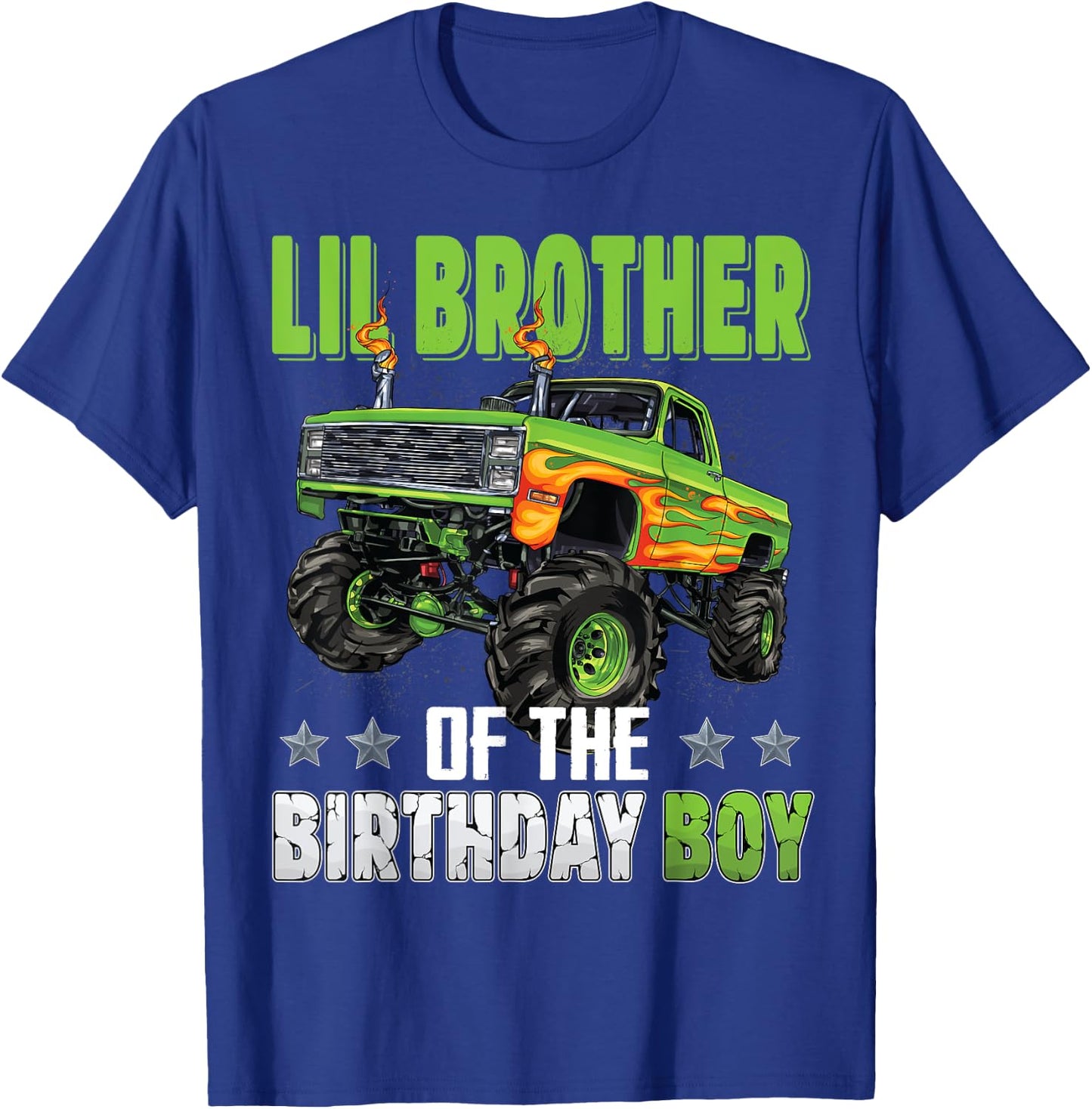 Lil Brother of Birthday Boy Monster Truck Family Matching T-Shirt - T-Shirt | Royal
