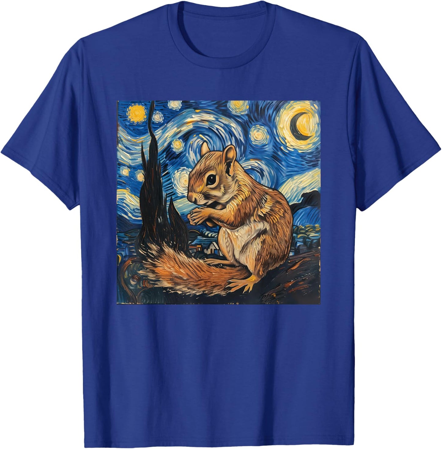 Squirrel Van Gogh Style Starry Night T-Shirt - T-Shirt | Royal