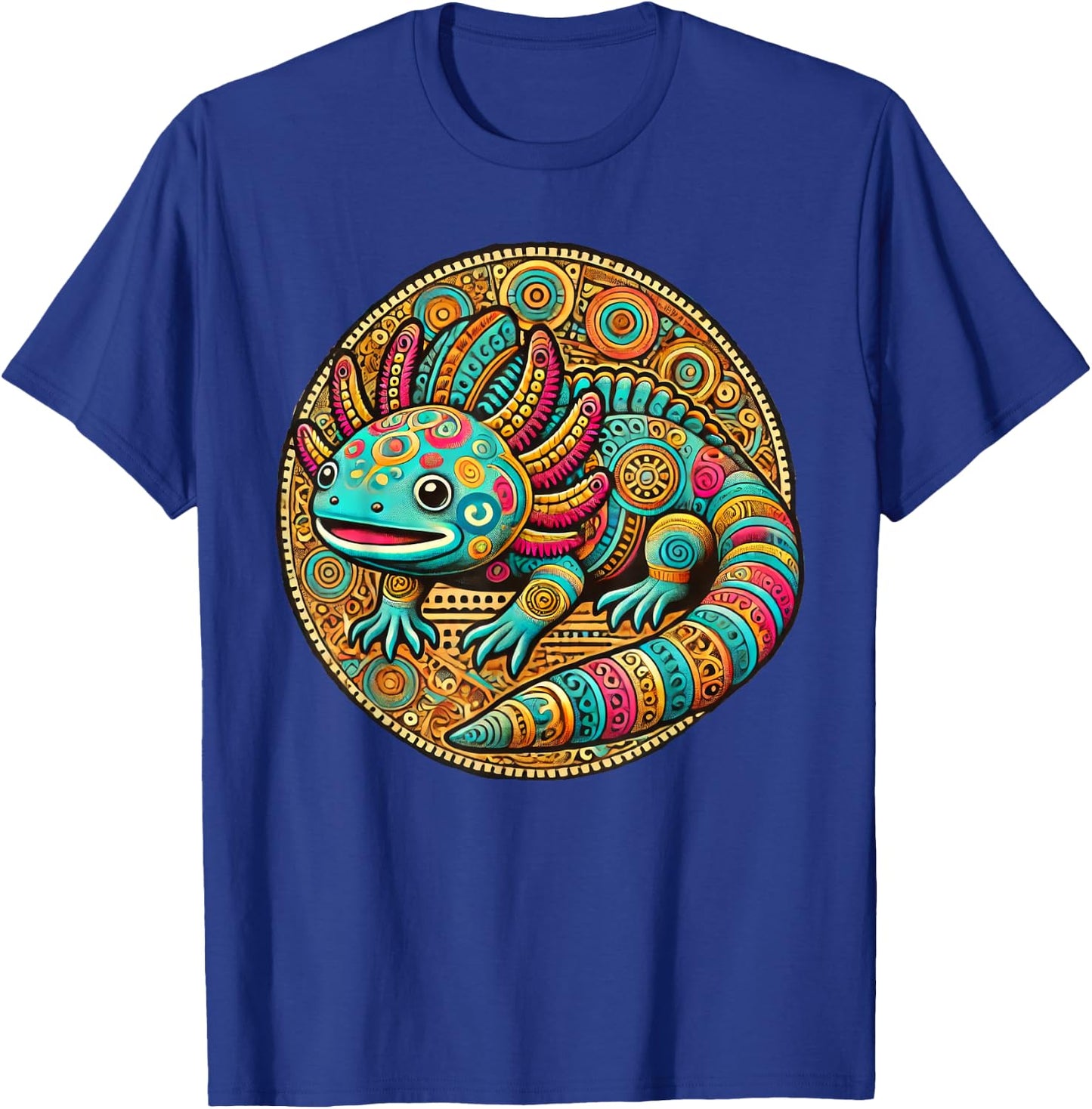 Aztec Axolotl Art Mexican T-Shirt - T-Shirt | Royal