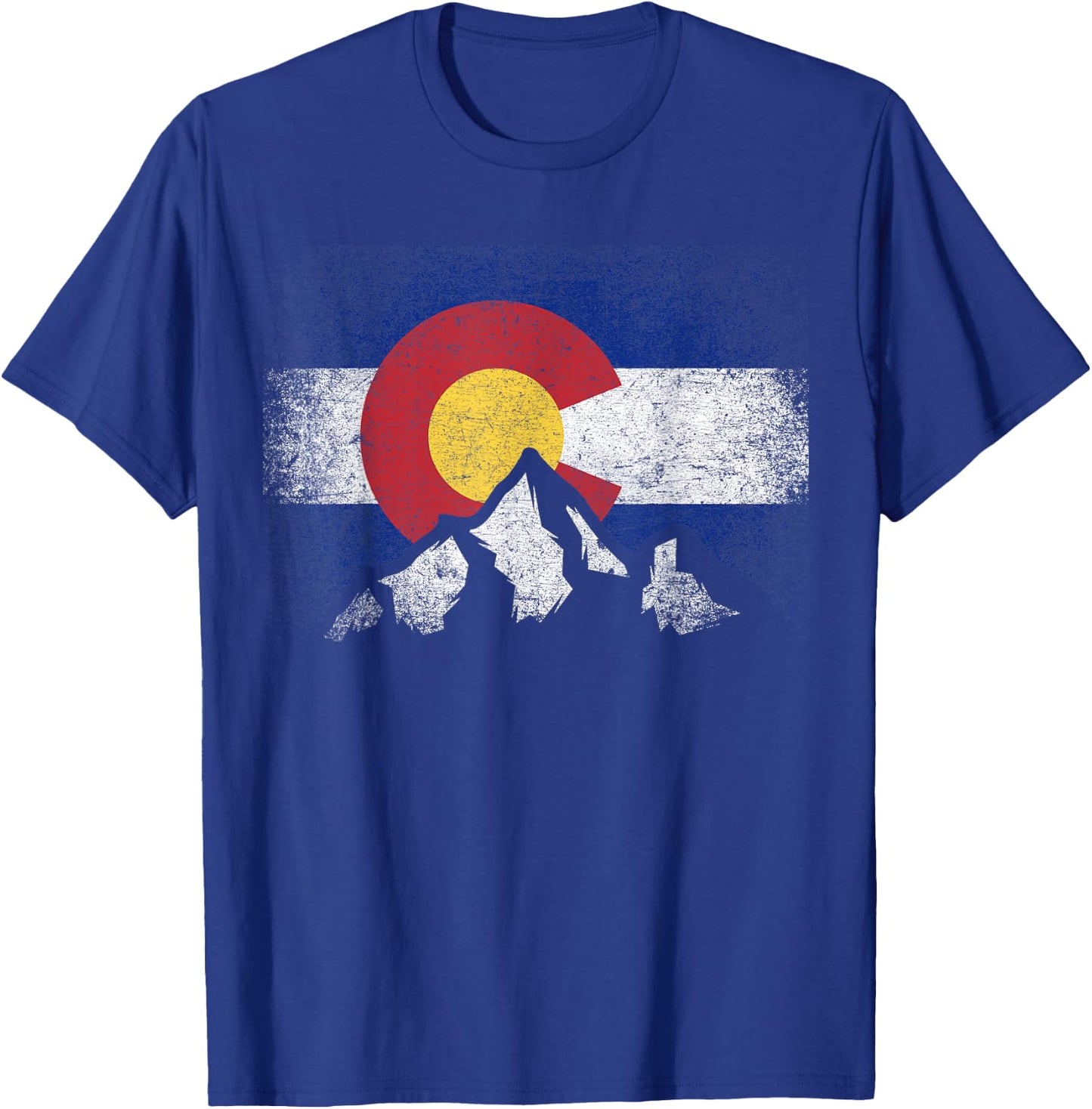 Colorado Flag Mountain Ski Winter Gift Hiker Hiking Camping Small T-Shirt - T-Shirt | Royal