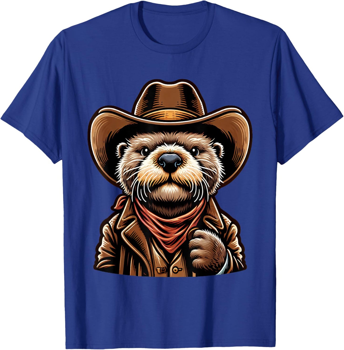 Wild West Otters Funny Cowboy Sea Otter T-Shirt - T-Shirt | Royal