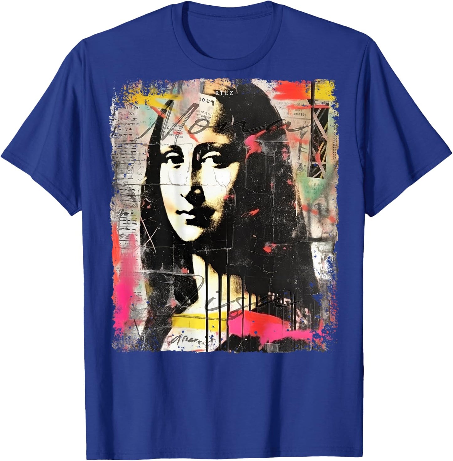 Mona Lisa Art Backprint Streetwear Mode Vintage Damen Herren T-Shirt - T-Shirt | Royal
