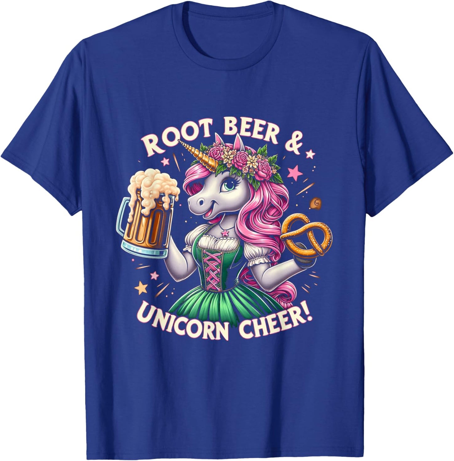 German Drindl Unicorn Beer Pretzel Funny Oktoberfest Party T-Shirt - T-Shirt | Royal