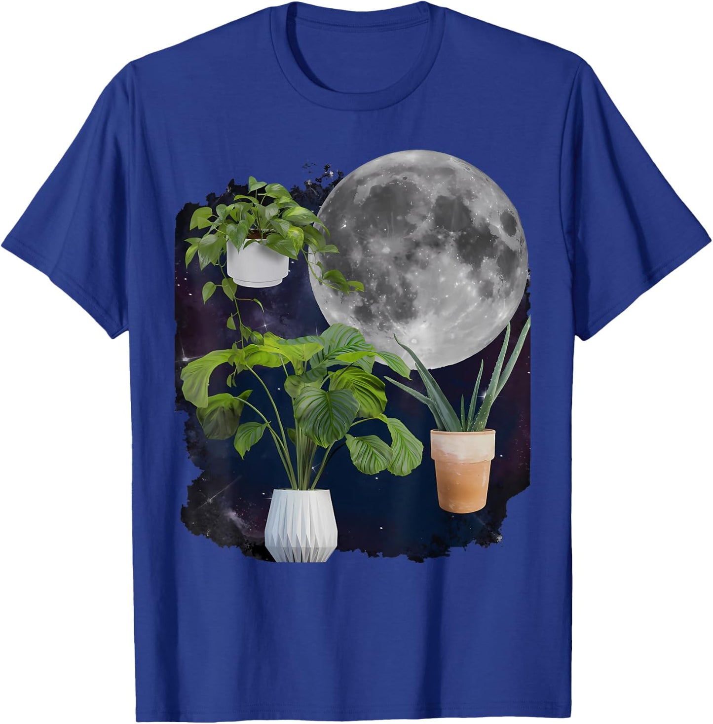 Three Potted Plants Howling At The Moon Plant Lover Gardener T-Shirt - T-Shirt | Royal