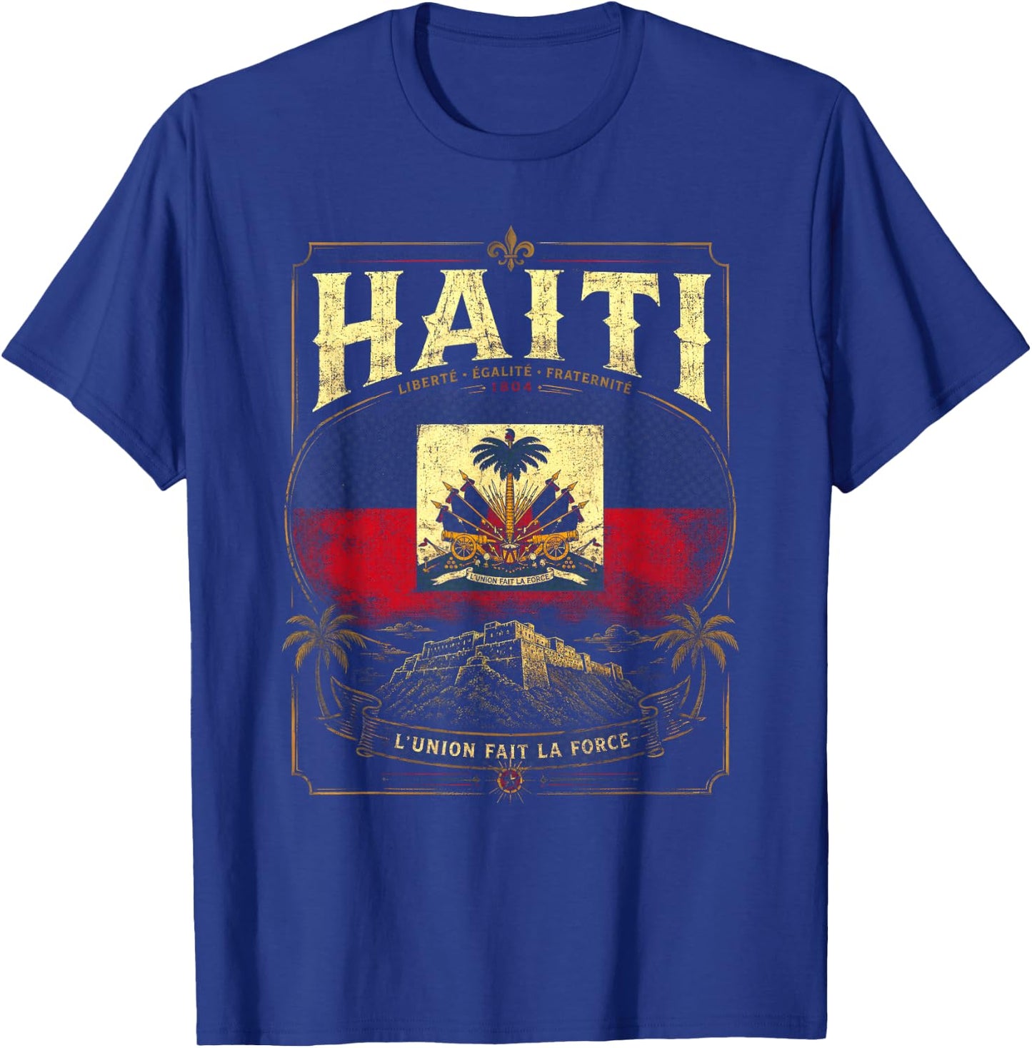 Vintage Haiti Flag Citadelle Laferrière Design T-Shirt - T-Shirt | Royal