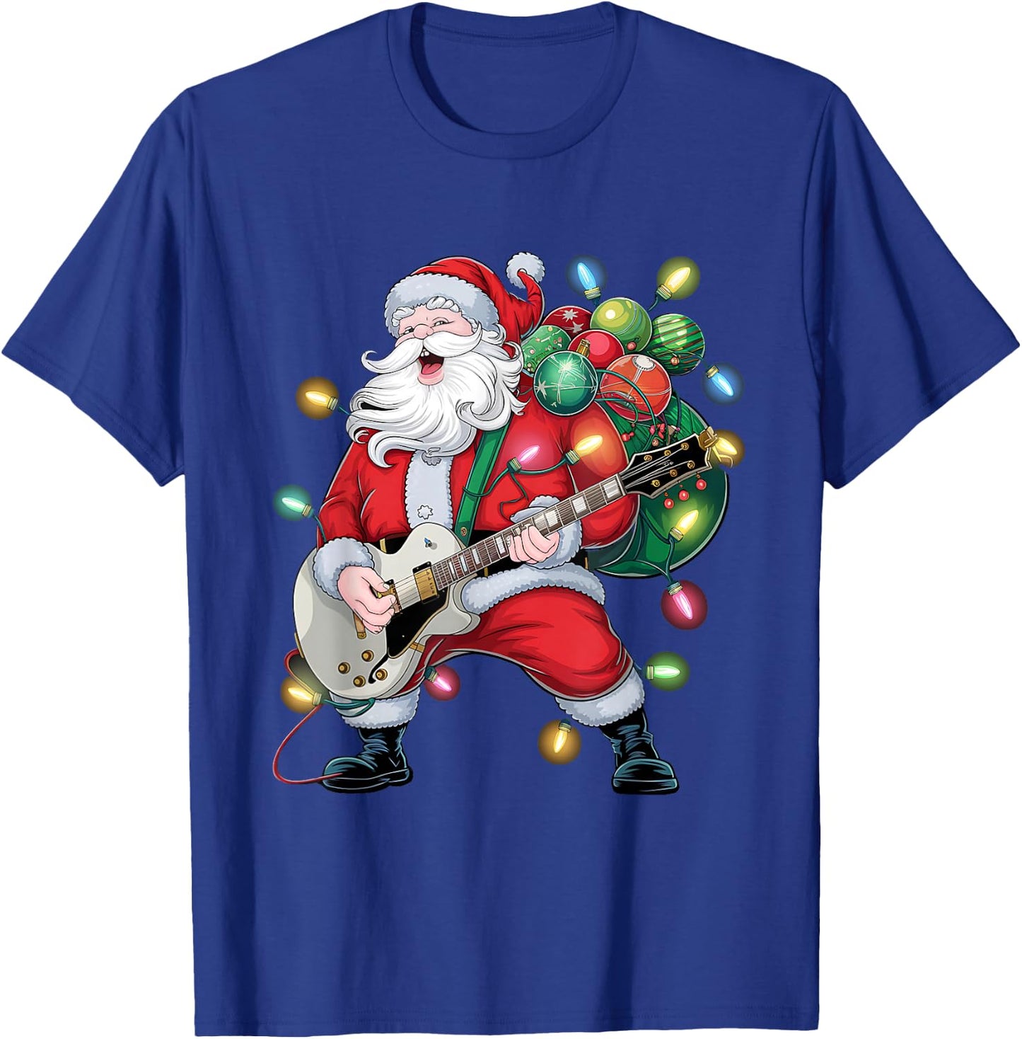 Rocker Santa Claus Playing Guitar Family Christmas Pajamas T-Shirt - T-Shirt | Royal