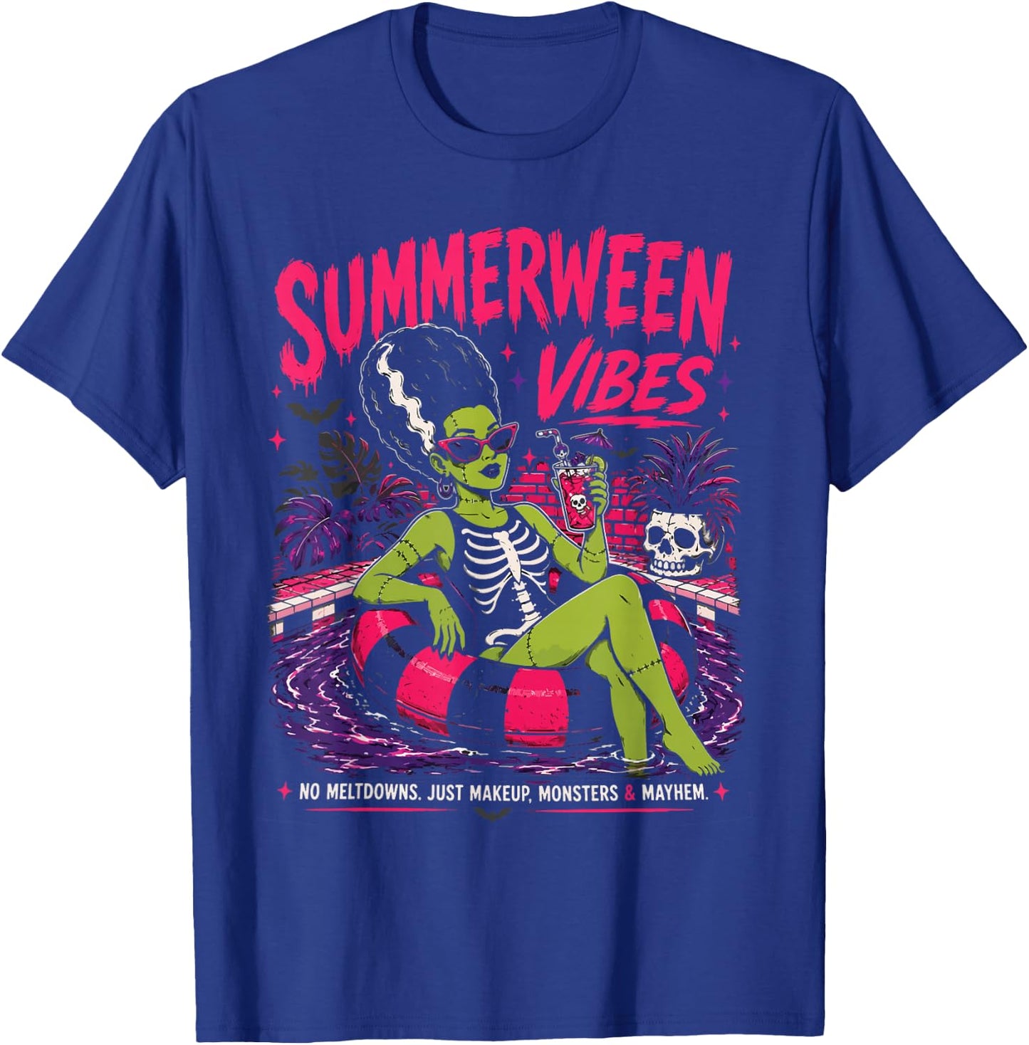 Summerween Vibes Funny Summer Vacation Spooky Summer Ghoul T-Shirt - T-Shirt | Royal