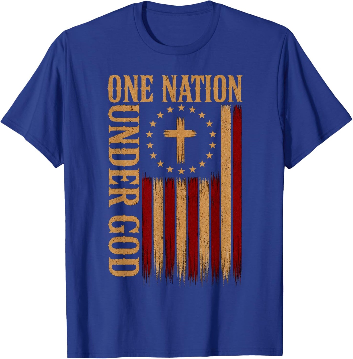 One Nation Under God Patriotic Christian American Flag T-Shirt - T-Shirt | Royal