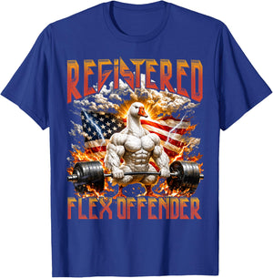 Registered Flex Offender Muscular Goose Gym Workout Bootleg T-Shirt - T-Shirt | Royal