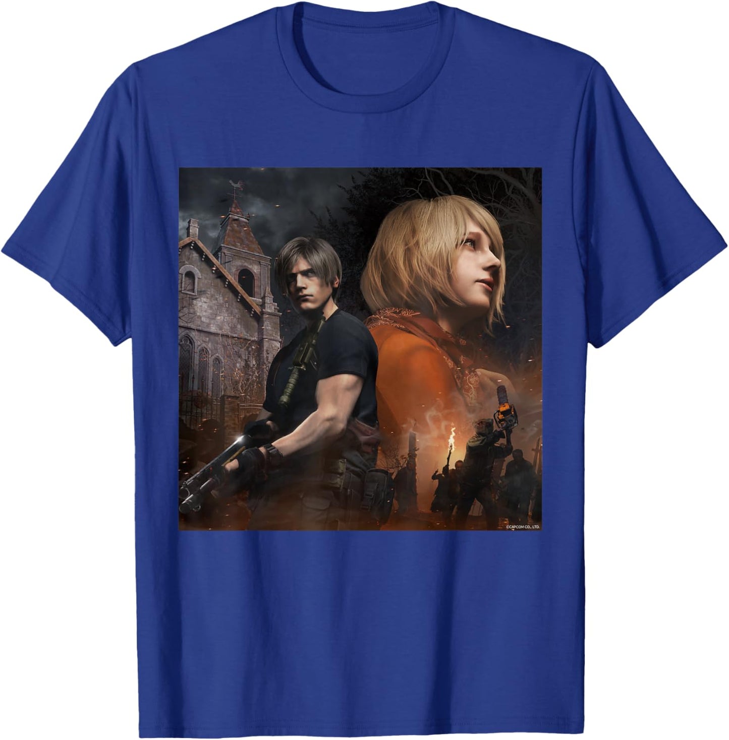 Capcom RESIDENT EVIL 4 Leon & Ashley , Herren, -Erwachsene, Kurzarm, Schwarz, S, Klassisch, mit kurzen Ärmeln T-Shirt - T-Shirt | Royal