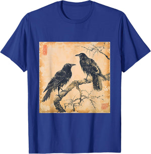 Japanese Vintage Crow Design Classic T-Shirt - T-Shirt | Royal