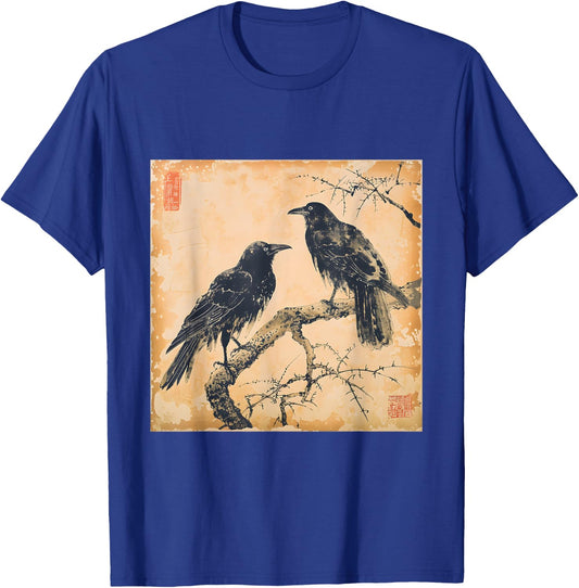 Japanese Vintage Crow Design Classic T-Shirt - T-Shirt | Royal
