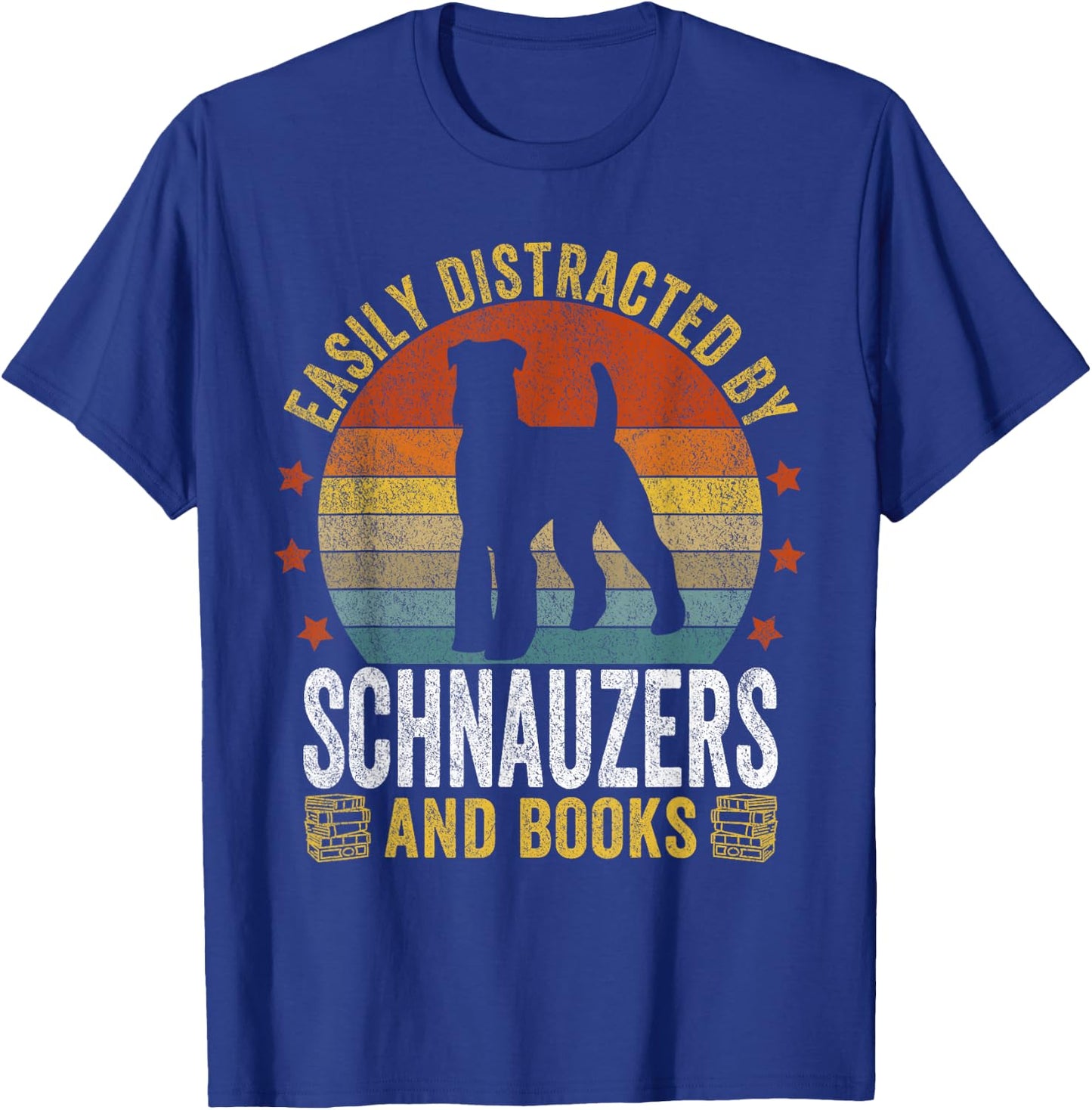 Schnauzer And Books Schnauzer Mom Schnauzer Dad Retro T-Shirt - T-Shirt | Royal