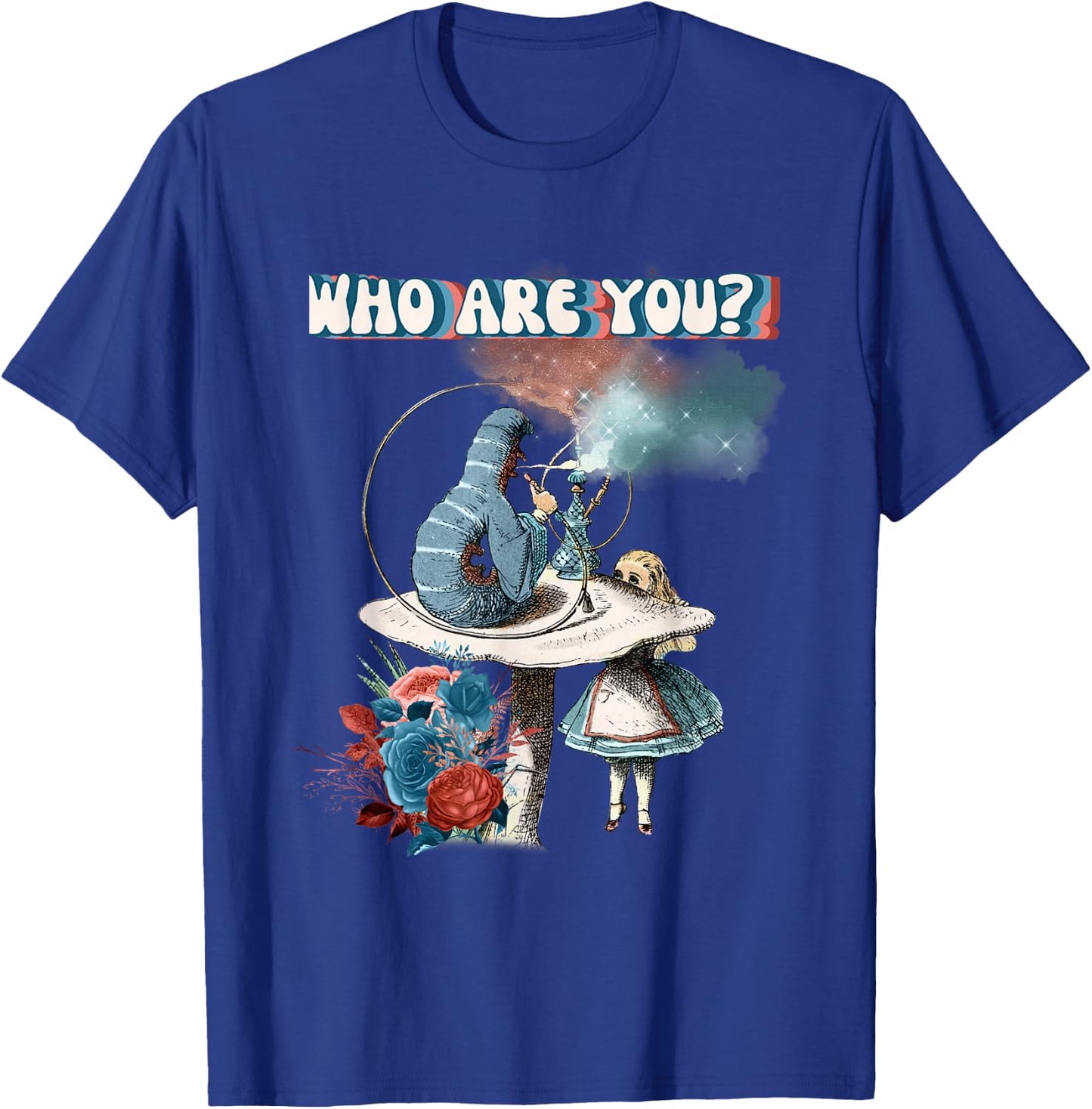 Alice Wonderland Caterpillar Smoking Hookah Pipe T-Shirt - T-Shirt | Royal